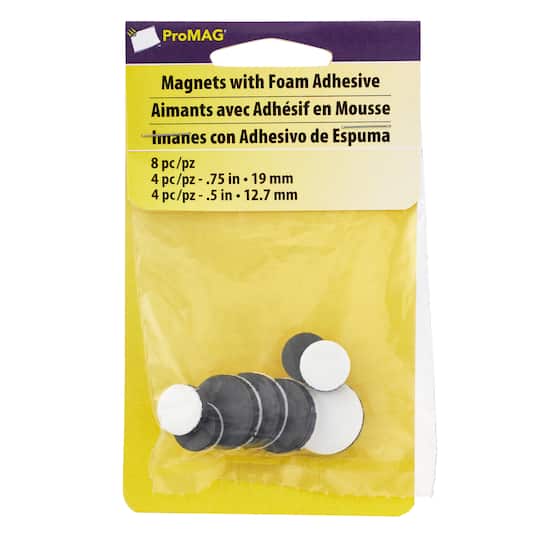 12 Packs: 8 ct. (96 total) Pro MAG&#xAE; Round Magnets with Foam Adhesive